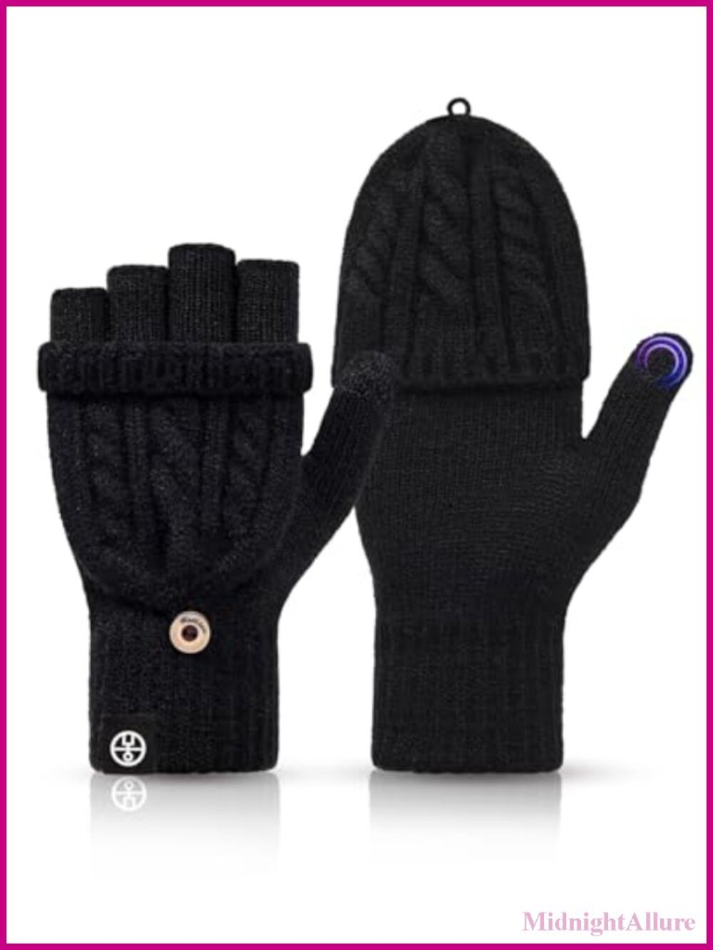 Unisex Winter Fingerless Gloves Knitted Convertible Mittens with Flap